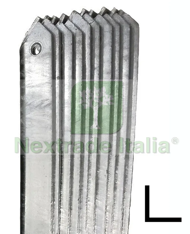 10PZ Saetta di sostegno a L H 200 CM 25x25x3 mm ZINCATA per paletti in ferro a T da H 225 e 250 | recinzioni da GIARDINO — Reti e recinzioni — rif. FERX.MI.89 — foto 6