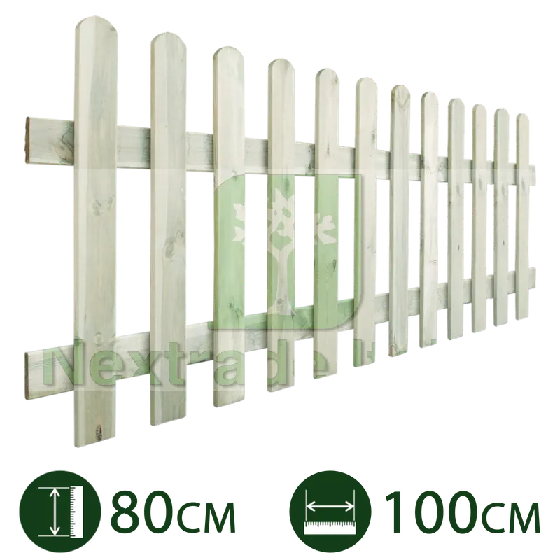 5PZ Steccato in legno per giardino recinto esterno CM 100 X 80 H IMPREGNATO — Staccionate e steccati — rif. FERX.PALI.20 — foto 2