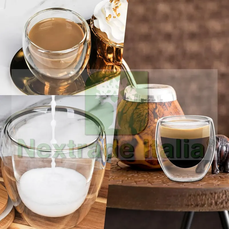 Set 1 Tazza Termica 100ml Vetro Borosilicato Doppio Strato, Resistente Caldo e Freddo, Perfetta per Caffè, Tè, Latte - Effetto Galleggiante, Lavabile Lavastoviglie — Staccionate e steccati — rif. FERX.CUP1001P
