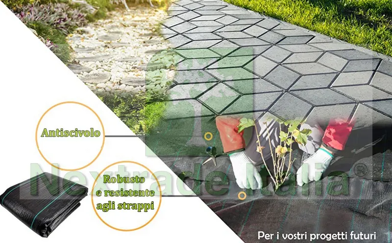 Telo Pacciamatura Nero mt 1,65 x 100 =mq 165 Anti Erbacce per Orto, Giardino, Stabilizzazione UV — Reti da cantiere e protezione — rif. FERX.TELIP.3 — foto 3