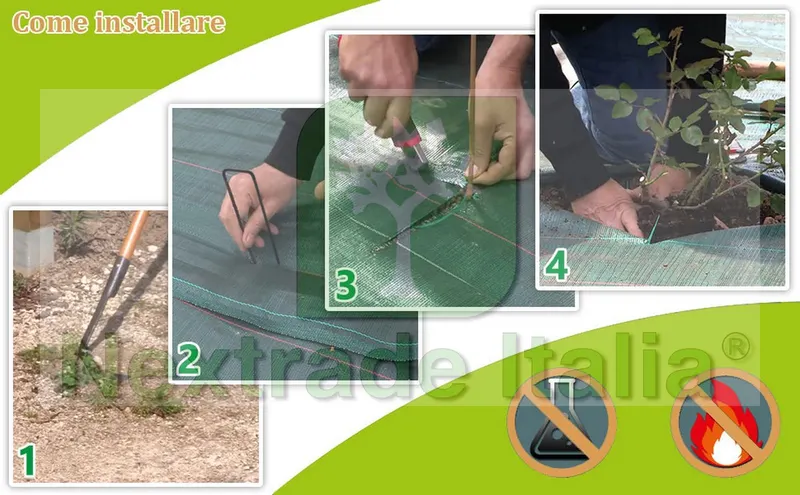 Telo Pacciamatura Nero mt 1,65 x 100 =mq 165 Anti Erbacce per Orto, Giardino, Stabilizzazione UV — Reti da cantiere e protezione — rif. FERX.TELIP.3 — foto 4