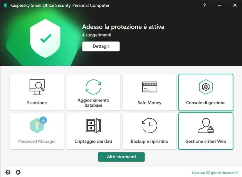 Kaspersky Small Office Security 2024 - PC / MAC / ANDROID/ IOS -15 UTENTI-2 — Software e licenze — rif. ksos152.1.CN — foto 2 Kaspersky Small Office Security 2024 - PC / MAC / ANDROID/ IOS -15 UTENTI-2 — Software e licenze — rif. ksos152.1.CN — foto 2