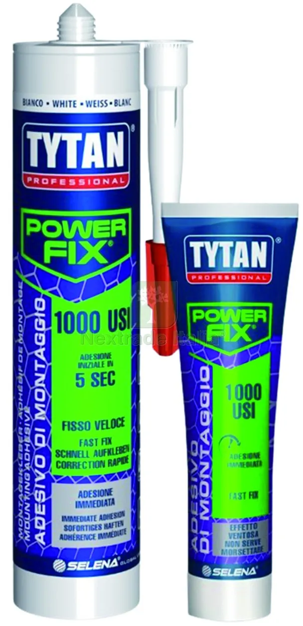 Tytan 36 Colla Power FIX 1000 USI ml. 300+20 Power FIX 1000 USI ml. 80 (omaggio) — Adesivi e sigillanti — rif. FERX.VIT57468 Tytan 36 Colla Power FIX 1000 USI ml. 300+20 Power FIX 1000 USI ml. 80 (omaggio) — Adesivi e sigillanti — rif. FERX.VIT57468
