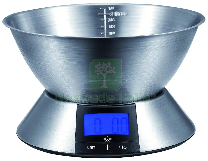 Dcg BILANCIA DA CUCINA ELETTRONICA CON CORPO E CIOTOLA IN ACCIAIO INOX Portata kg. 5 — Cucina e coltelleria — rif. FERX.VIT59716 Dcg BILANCIA DA CUCINA ELETTRONICA CON CORPO E CIOTOLA IN ACCIAIO INOX Portata kg. 5 — Cucina e coltelleria — rif. FERX.VIT59716