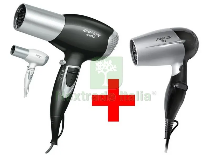 Asciugacapelli Ivanka 2.200 W +Johnson Asciugacapelli da Viaggio FLY 750 W — Accessori bagno — rif. FERX.VIT49618