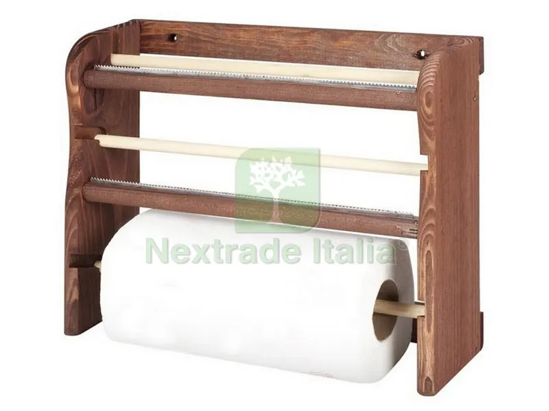 PORTAROTOLO TRIS IN LEGNO SCURO cm. 33x9x29h — Accessori bagno — rif. FERX.VIT46853 PORTAROTOLO TRIS IN LEGNO SCURO cm. 33x9x29h — Accessori bagno — rif. FERX.VIT46853