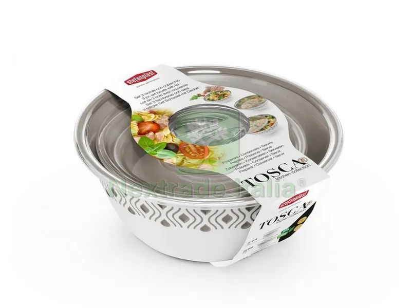 CIOTOLA TOSCA SET 3 PEZZI bianco/tortora chiaro — Cucina e coltelleria — rif. FERX.VIT47754