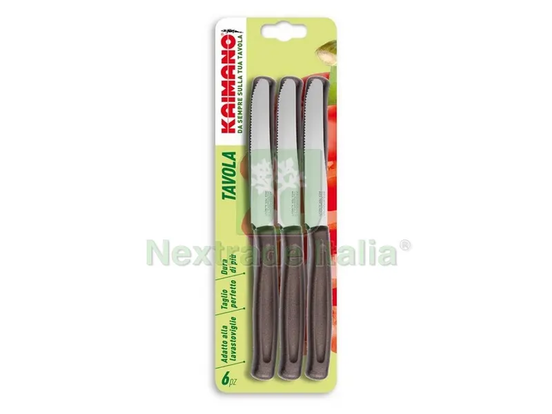 SET COLTELLI DA TAVOLA DINAMIK 6 PEZZI Punta dentata col. Legno — Cucina e coltelleria — rif. FERX.VIT32204