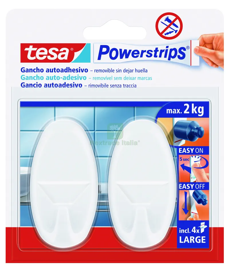 6CF Powerstrips GANCIO RIMOVIBILE Grande Ovale - Col. Bianco Portata kg. 2 2 pz. — Casalinghi e organizzazione — rif. FERX.VIT59555 — foto 2 6CF Powerstrips GANCIO RIMOVIBILE Grande Ovale - Col. Bianco Portata kg. 2 2 pz. — Casalinghi e organizzazione — rif. FERX.VIT59555 — foto 2