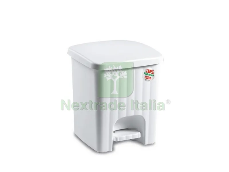 Pattumiera Quadra Pedalina Lt. 4,5 - cm. 21x21x24 h col. Bianco — Casalinghi e organizzazione — rif. FERX.VIT31923