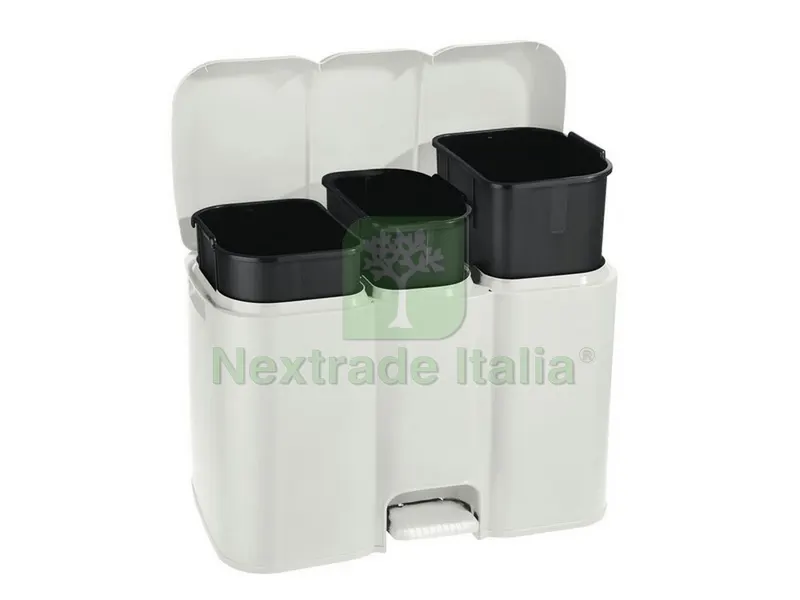 PATTUMIERA PATTY 3 Lt. 13+8+13 - cm. 58,5x32x41,5 h col. Panna — Casalinghi e organizzazione — rif. FERX.VIT49060