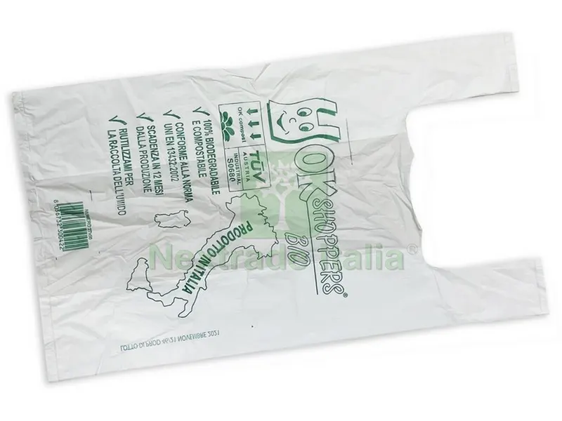 Busta Shopper Biodegradabile 500 PZ cm. 27+8+8x50 h - gr. 6,5 — Materiale promozionale e POP — rif. FERX.VIT49946 Busta Shopper Biodegradabile 500 PZ cm. 27+8+8x50 h - gr. 6,5 — Materiale promozionale e POP — rif. FERX.VIT49946
