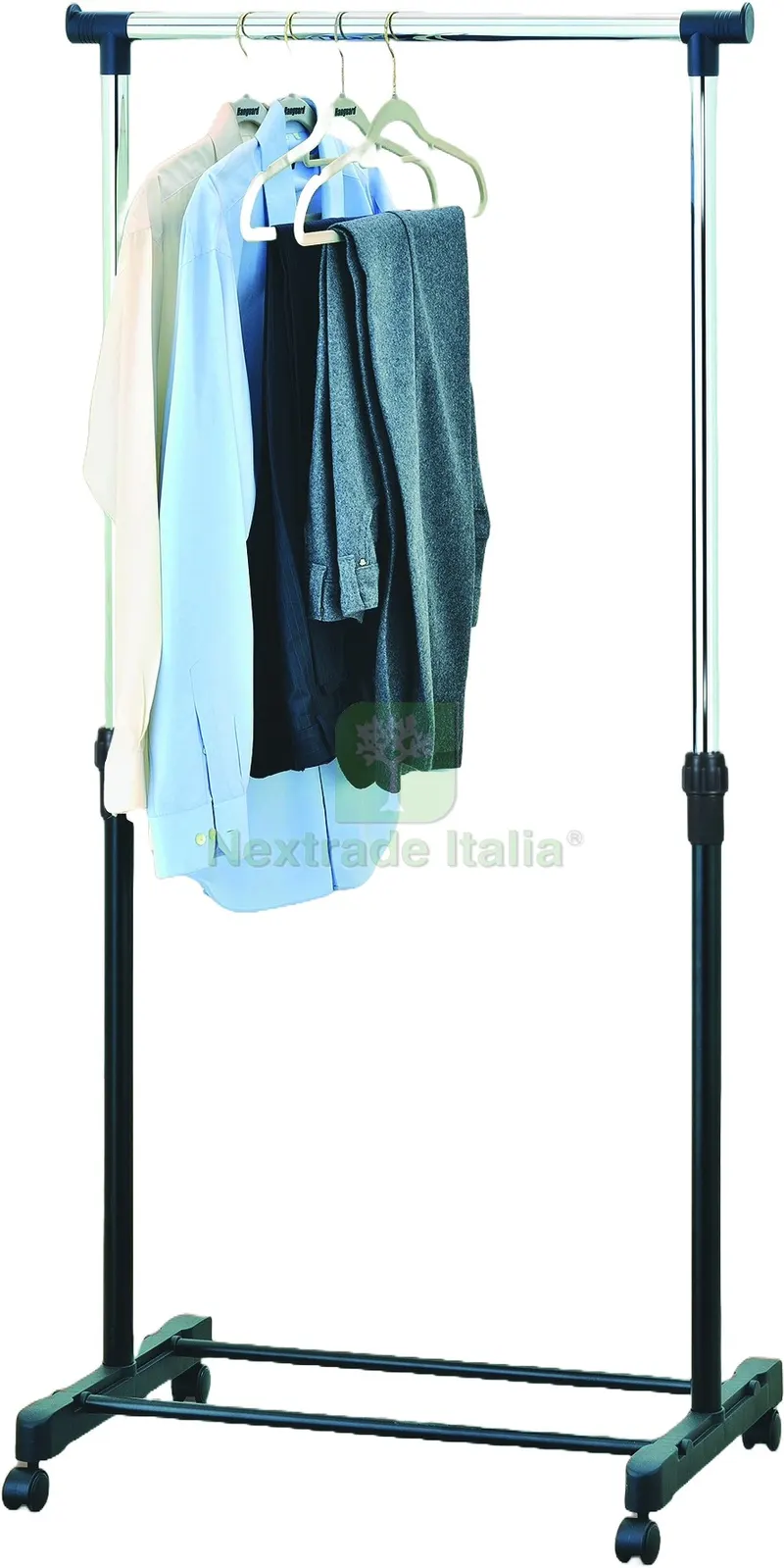 Stand Appendiabiti con Ruote cm. 88x42x97,5-170 h — Casalinghi e organizzazione — rif. FERX.VIT59614 Stand Appendiabiti con Ruote cm. 88x42x97,5-170 h — Casalinghi e organizzazione — rif. FERX.VIT59614