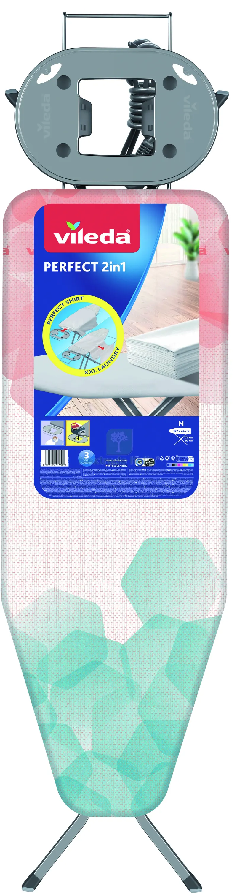 ASSE DA STIRO PERFECT 2 IN 1 IN ACCIAIO piano cm. 122x44 — Stendibiancheria e bucato — rif. FERX.VIT57622 — foto 2