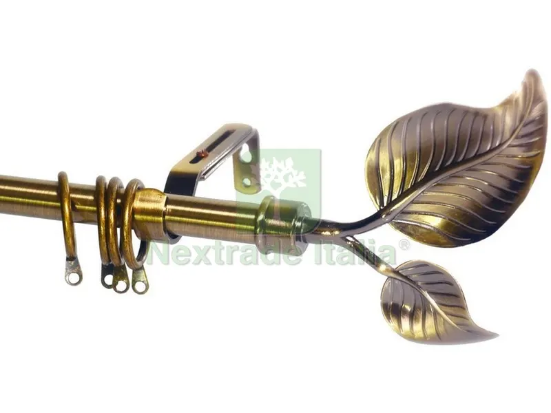 BASTONE PER TENDE FOGLIA Estensibile cm. 120¸215 col. Oro antico — Casalinghi e organizzazione — rif. FERX.VIT51266 BASTONE PER TENDE FOGLIA Estensibile cm. 120¸215 col. Oro antico — Casalinghi e organizzazione — rif. FERX.VIT51266