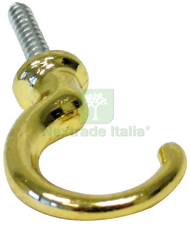 100PZ Gancio a Muro per Tendaggi Oro Lucido mm. 40x15 (tipo A) — Casalinghi e organizzazione — rif. FERX.VIT13694 100PZ Gancio a Muro per Tendaggi Oro Lucido mm. 40x15 (tipo A) — Casalinghi e organizzazione — rif. FERX.VIT13694