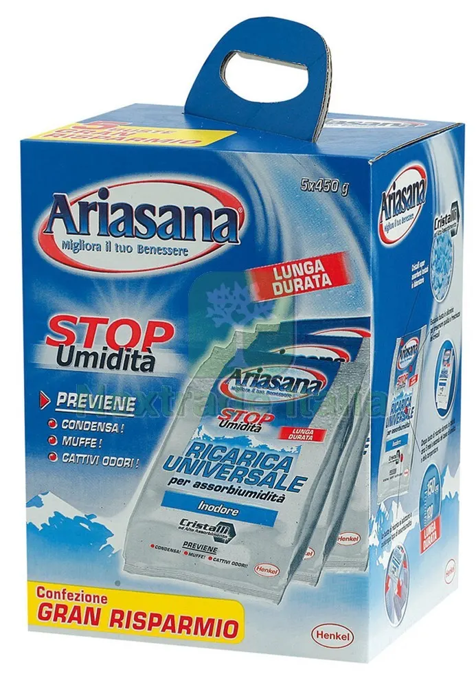 6CF Ricarica per ASSORBIUMIDIT+ Ariasana pz. 5 x 450 gr. — Casalinghi e organizzazione — rif. FERX.VIT22127 6CF Ricarica per ASSORBIUMIDIT+ Ariasana pz. 5 x 450 gr. — Casalinghi e organizzazione — rif. FERX.VIT22127