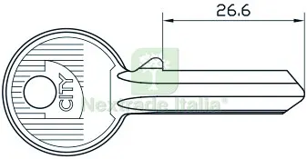 10PZ Chiave Grezza per Lucchetto City 5 Spine Lunghezza mm. 26,6 — Serrature e cilindri — rif. FERX.VIT58242 10PZ Chiave Grezza per Lucchetto City 5 Spine Lunghezza mm. 26,6 — Serrature e cilindri — rif. FERX.VIT58242