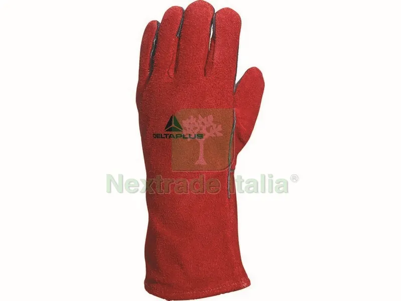 12PAIA GUANTI IN CROSTA PER SALDATORE Col. Rosso tg. 10 - cm. 35 — Guanti da lavoro — rif. FERX.VIT17572