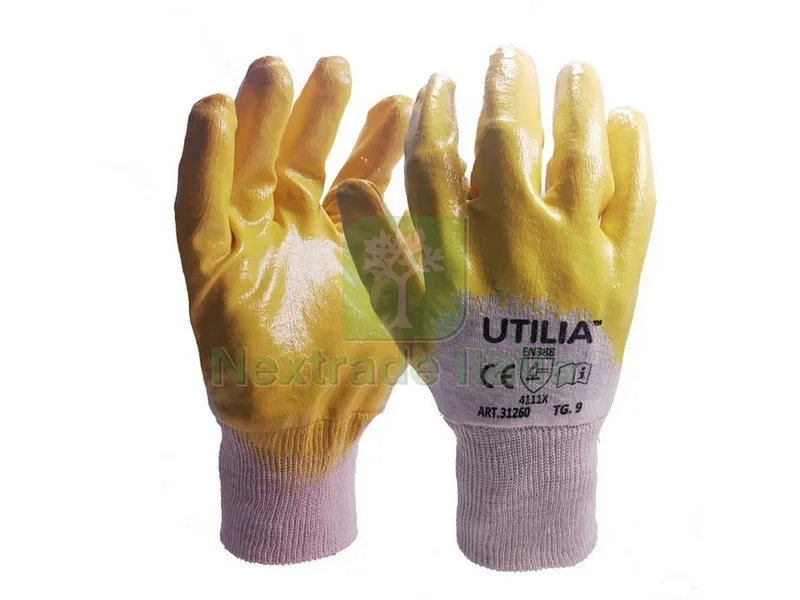 12PAIA GUANTI IN NITRILE/COTONE Col. Giallo tg.10 — Guanti da lavoro — rif. FERX.VIT31261
