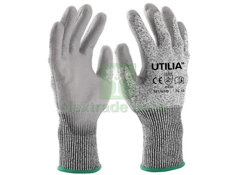 12PAIA Guanti Antitaglio in Nylon/Poliuretano Col. Grigio tg. 8 — Guanti da lavoro — rif. FERX.VIT46946