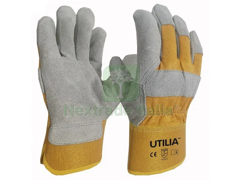 12PAIA Guanti in Pelle Crosta Bovina tg. 11 dorso giallo — Guanti da lavoro — rif. FERX.VIT46944