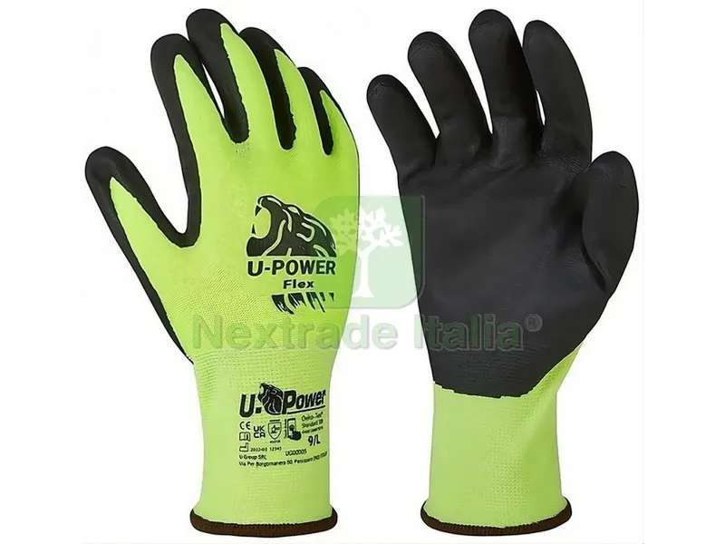 12PAIA GUANTI DA LAVORO FLEX IN NYLON/NITRILE Col. Verde fluo/Nero tg. 10 — Guanti da lavoro — rif. FERX.VIT54874