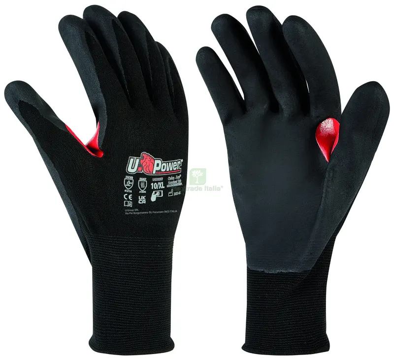 12PAIA GUANTI DA LAVORO FLYNT IN NYLON/NITRILE Col. Rosso/Nero tg. 8 — Guanti da lavoro — rif. FERX.VIT58362