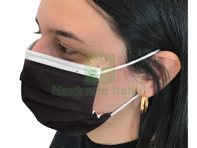10CF Mascherina Chirurgica Tipo II Doppio Strato TNT Interno Meltblown PZ.5 nera — Protezioni corpo — rif. FERX.VIT49248