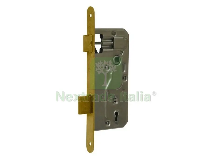 Serratura Legno Patent Infilare B/Tondo ART.540-F/OTTONATO E.50 — Serrature e cilindri — rif. FERX.VIT51889 Serratura Legno Patent Infilare B/Tondo ART.540-F/OTTONATO E.50 — Serrature e cilindri — rif. FERX.VIT51889
