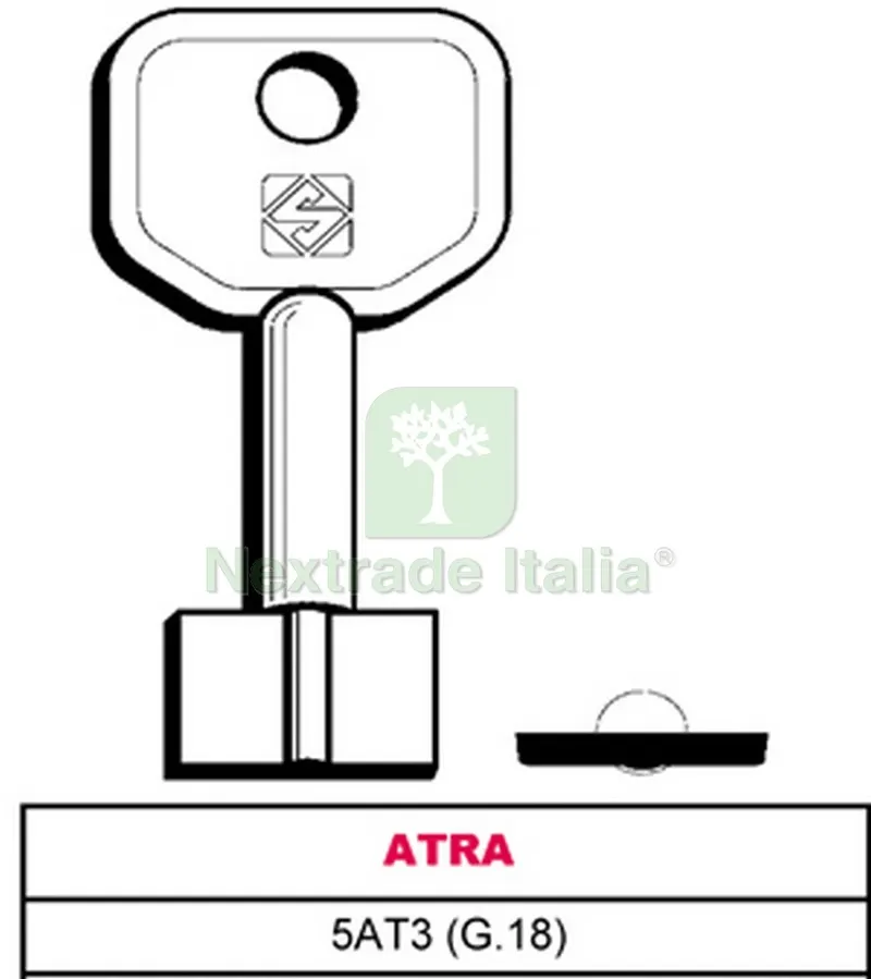 5PZ CHIAVE A POMPA 5AT3 (G.VAS 0) ATRA — Chiavi grezze e duplicati — rif. FERX.VIT28560
