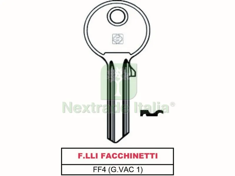 20PZ Chiave Ottone FF4 (G.VAC 1) F.LLI Facchinetti — Serrature e cilindri — rif. FERX.VIT54664