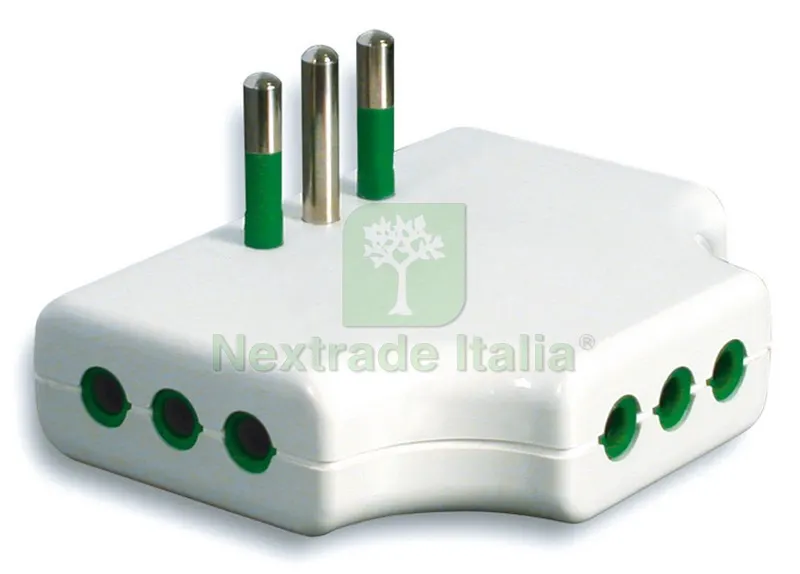 ADATTATORE TRIPLO PIATTO IN BLISTER 2P+T spina 10A/3 prese 10A — Interruttori e prese — rif. FERX.VIT23208