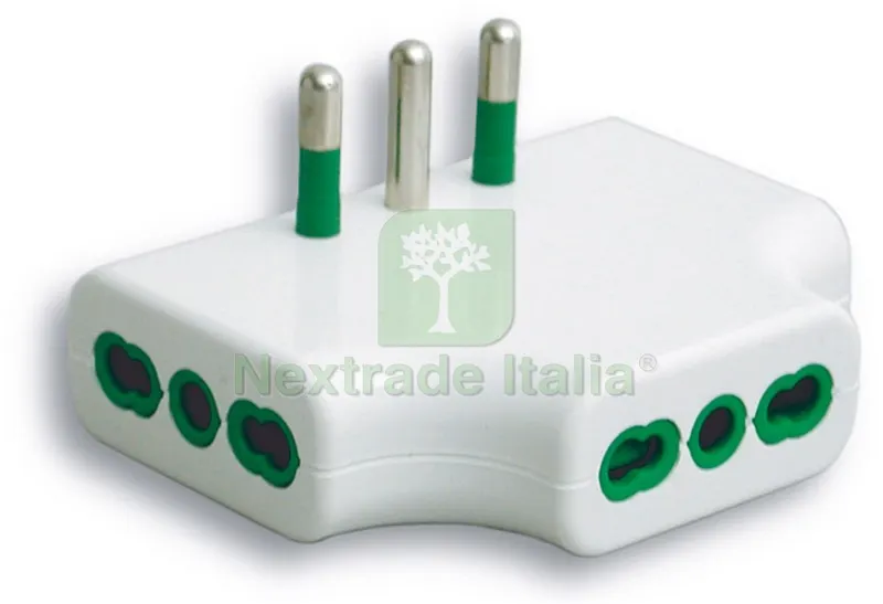 ADATTATORE TRIPLO PIATTO IN BLISTER 2P+T spina 16A/3 prese 10-16A — Interruttori e prese — rif. FERX.VIT22974