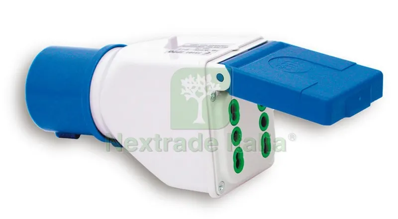 ADATTATORE INDUSTRIALE CEE 2P+T spina/2 prese 10/16 A — Interruttori e prese — rif. FERX.VIT19545
