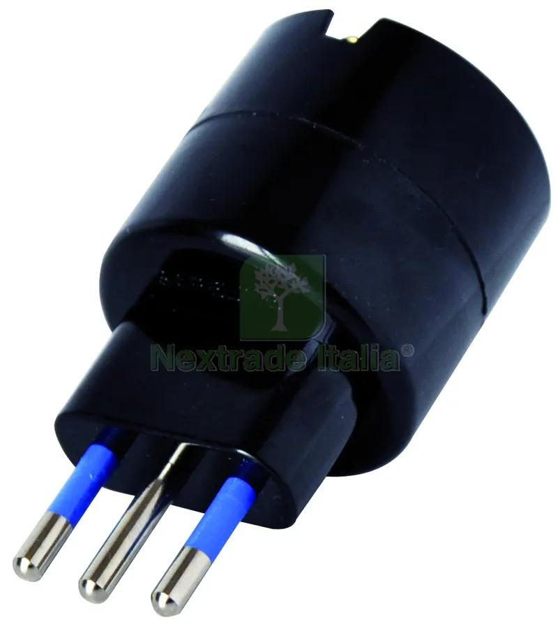 20PZ ADATTATORE SEMPLICE IN BLISTER 2P+T spina 10A/ presa schuko 10A col. Nero — Interruttori e prese — rif. FERX.VIT58762 — foto 2
