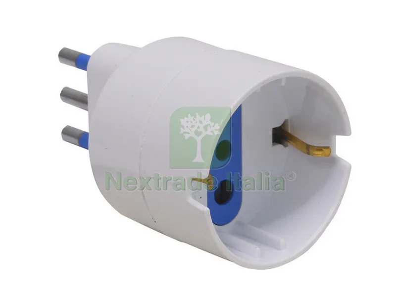 20PZ ADATTATORE SEMPLICE IN BLISTER 2P+T spina 10A/ presa schuko 10A — Interruttori e prese — rif. FERX.VIT35591