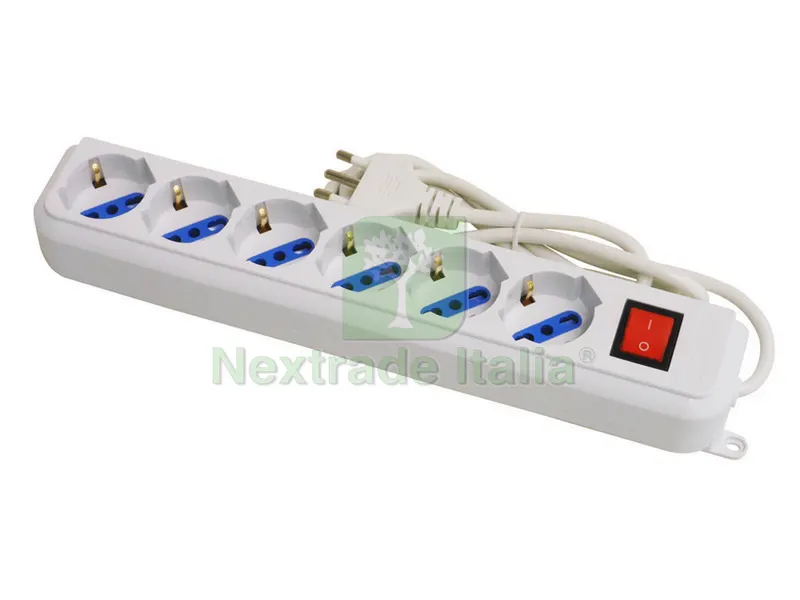 MULTIPRESA CON INTERRUTTORE IN BLISTER 6 posti 2P+T 10/16A schuko — Interruttori e prese — rif. FERX.VIT35602 MULTIPRESA CON INTERRUTTORE IN BLISTER 6 posti 2P+T 10/16A schuko — Interruttori e prese — rif. FERX.VIT35602