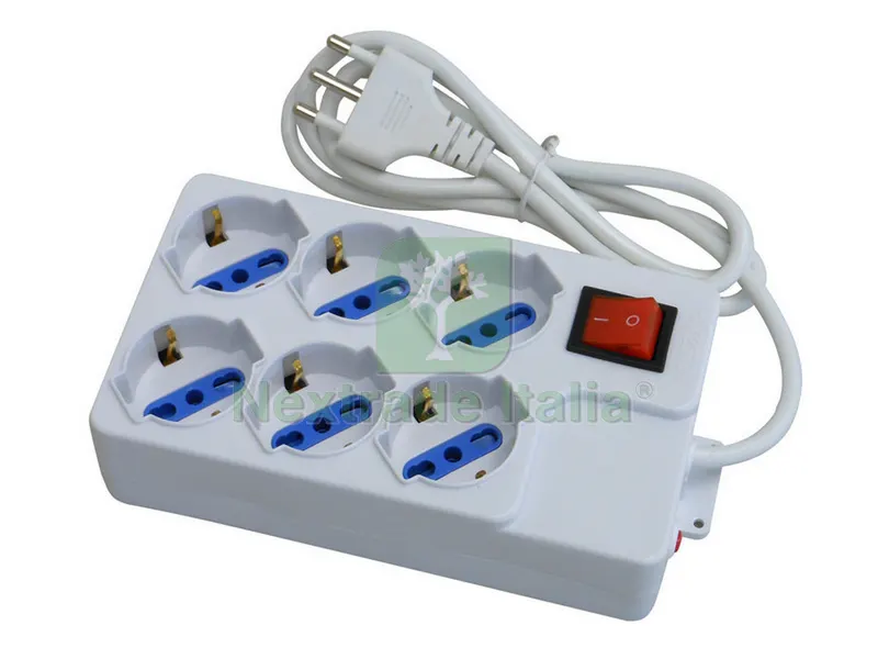 MULTIPRESA CON INTERRUTTORE IN BLISTER 6 posti (3+3) 2P+T 10/16A schuko — Interruttori e prese — rif. FERX.VIT35603 MULTIPRESA CON INTERRUTTORE IN BLISTER 6 posti (3+3) 2P+T 10/16A schuko — Interruttori e prese — rif. FERX.VIT35603