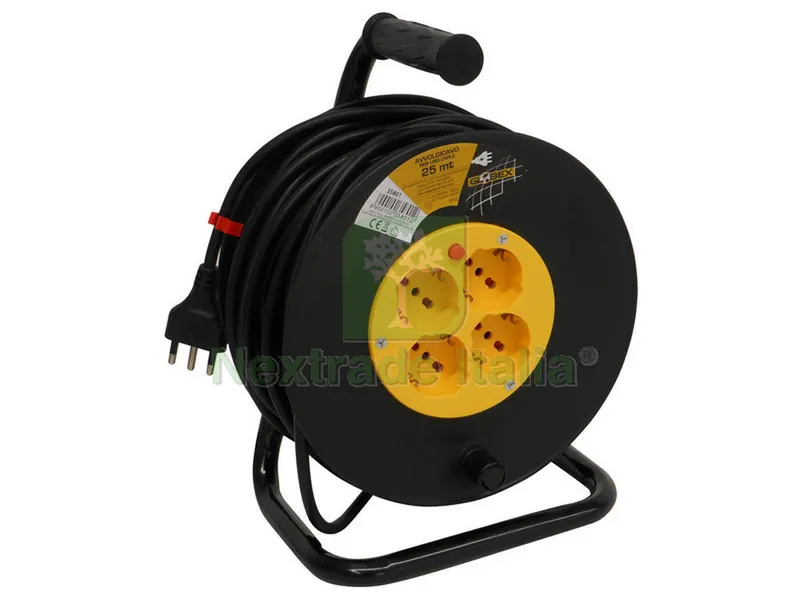 AVVOLGICAVO ELETTRICO cavo mt. 25 spina 16A/4 prese 10/16A schuko — Cavi e fili — rif. FERX.VIT35801 AVVOLGICAVO ELETTRICO cavo mt. 25 spina 16A/4 prese 10/16A schuko — Cavi e fili — rif. FERX.VIT35801