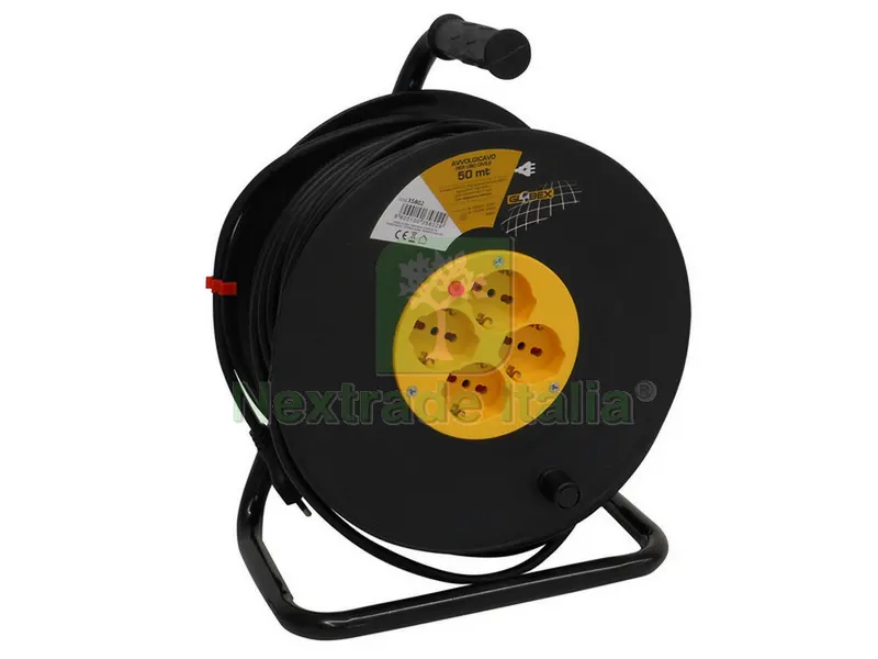 AVVOLGICAVO ELETTRICO cavo mt. 50 spina 16A/4 prese 10/16A schuko — Cavi e fili — rif. FERX.VIT35802 AVVOLGICAVO ELETTRICO cavo mt. 50 spina 16A/4 prese 10/16A schuko — Cavi e fili — rif. FERX.VIT35802
