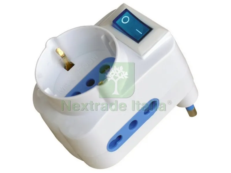 10PZ ADATTATORE TRIPLO BLISTER 2P+T spina 16A/2 prese 10 16A+schuko — Interruttori e prese — rif. FERX.VIT49904