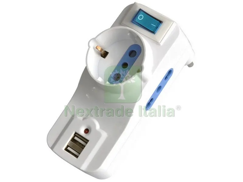 5PZ Adattatore Triplo Blister 2P+T Spina 16A/2 Prese 10 16A+SCHUKO — Interruttori e prese — rif. FERX.VIT49905 5PZ Adattatore Triplo Blister 2P+T Spina 16A/2 Prese 10 16A+SCHUKO — Interruttori e prese — rif. FERX.VIT49905