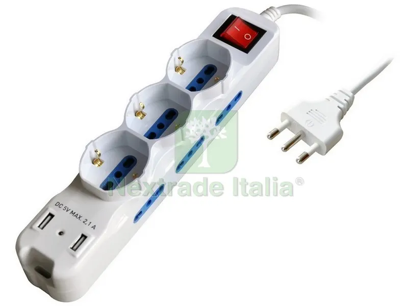 MULTIPRESA BLISTER INTERRUTTORE 9 posti 6 bipasso + 3 schuko + 2 prese — Interruttori e prese — rif. FERX.VIT49907 MULTIPRESA BLISTER INTERRUTTORE 9 posti 6 bipasso + 3 schuko + 2 prese — Interruttori e prese — rif. FERX.VIT49907