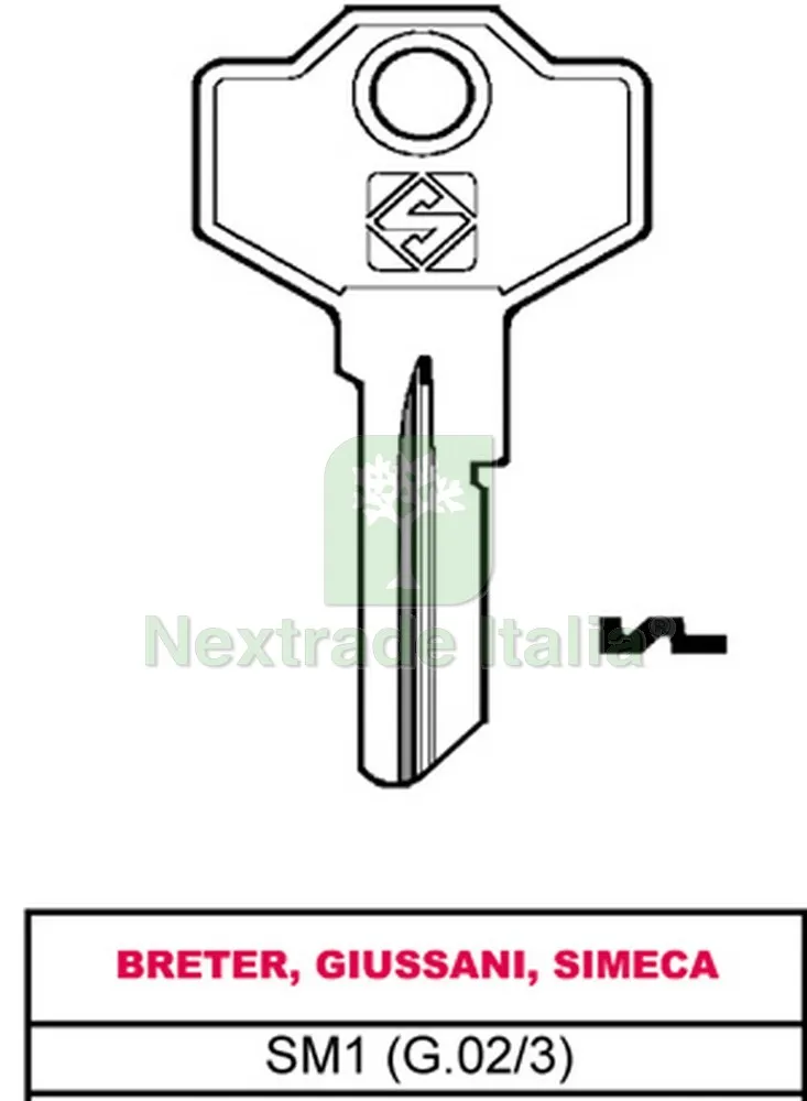 100PZ Chiave ASC SM1 (G.VAC 3) Breter, Giussani, Simeca — Serrature e cilindri — rif. FERX.VIT10448