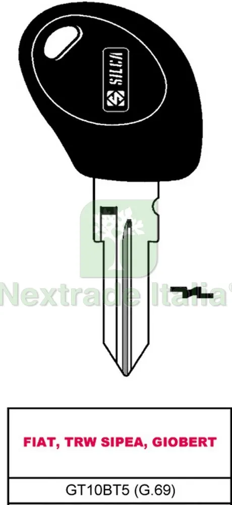 Chiave per Auto Transponder GT10BT5 (G.VCM 0) Fiat, TRW Sipea, Giobert — Chiavi e ricambi auto — rif. FERX.VIT18298
