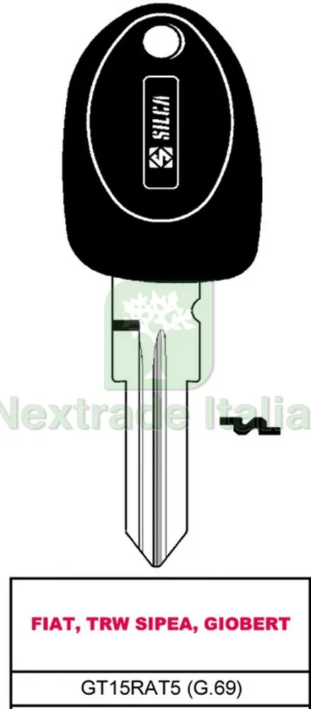 6PZ Chiave per Auto Transponder GT15RAT5 (G.VCM 0) Fiat, TRW Sipea, Giobert — Chiavi e ricambi auto — rif. FERX.VIT18299