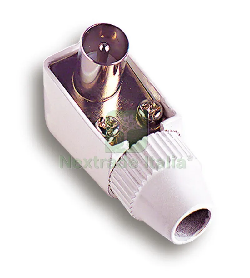 10PZ SPINA TV COASSIALE A SQUADRA Ø mm. 9,5 per cavo Ø max mm.7 — Interruttori e prese — rif. FERX.VIT13000 10PZ SPINA TV COASSIALE A SQUADRA Ø mm. 9,5 per cavo Ø max mm.7 — Interruttori e prese — rif. FERX.VIT13000