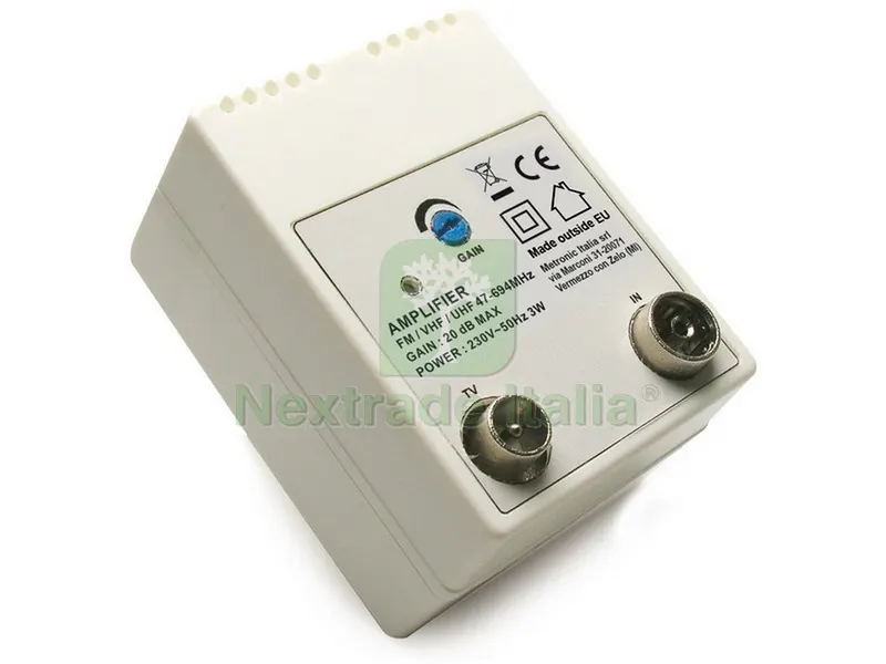 Amplificatore per Antenne TV da Interno - 1 IN/ 1 OUT — Illuminazione — rif. FERX.VIT53742 Amplificatore per Antenne TV da Interno - 1 IN/ 1 OUT — Illuminazione — rif. FERX.VIT53742