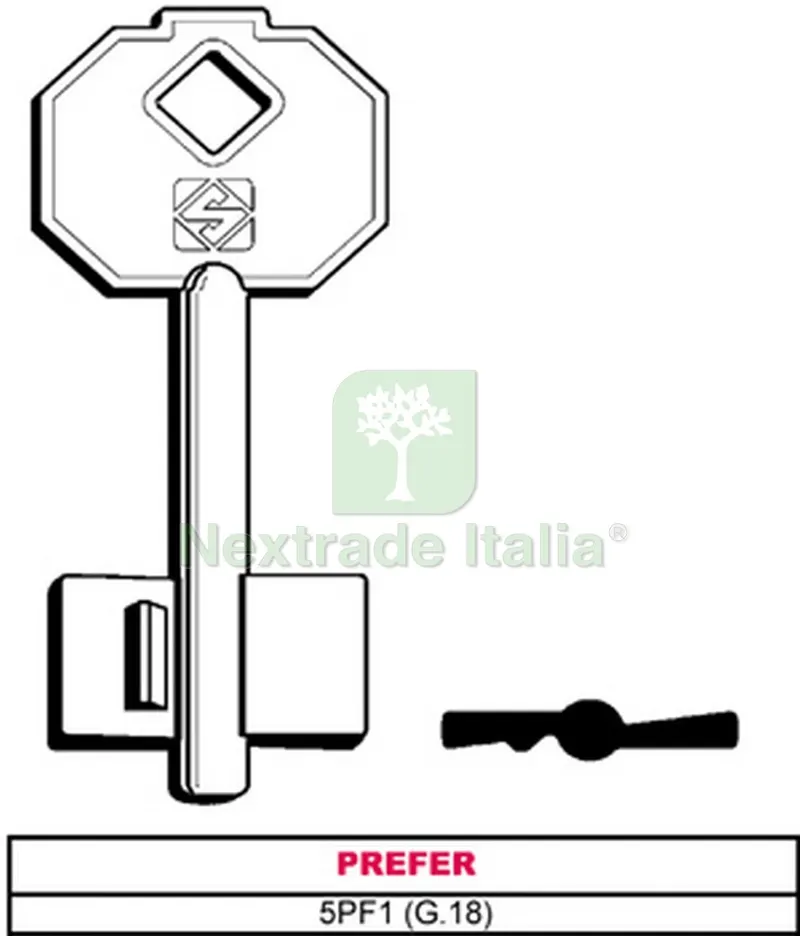 5PZ CHIAVE A DOPPIA MAPPA 5PF1 (G.VAS 5) PREFER — Chiavi grezze e duplicati — rif. FERX.VIT28577